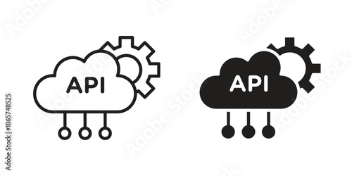 API icons Black vector illustration for social media, app, and web