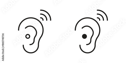 Assistive listening systems icons Black vector illustration for social media, app, and web