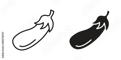 Aubergine icons Black vector illustration for social media, app, and web