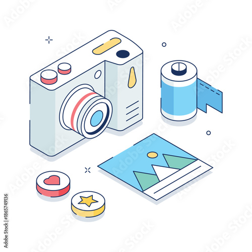 Visually engaging isometric illustration of romantic memories for emotional storytelling