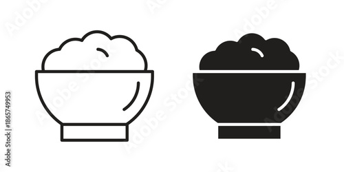 Bowl rice icons Black vector illustration for social media, app, and web