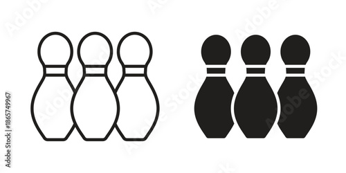 Bowling pins icons Black vector illustration for social media, app, and web