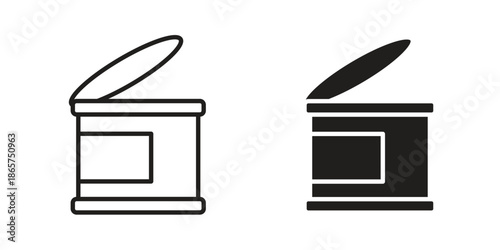 Canned food icons Black vector illustration for social media, app, and web