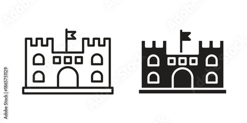 Castle icons Black vector illustration for social media, app, and web