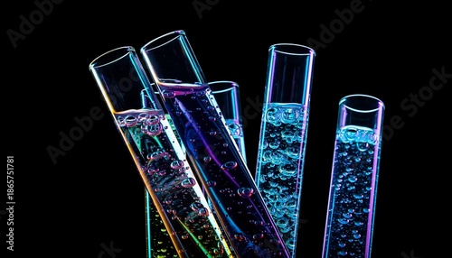 test tubes on black background