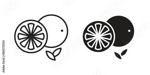 Citrus icons Black vector illustration for social media, app, and web