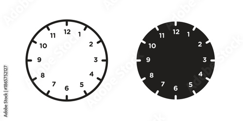 Clock face icons Black vector illustration for social media, app, and web