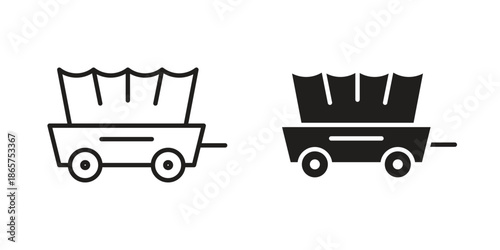 Covered wagon icons Black vector illustration for social media, app, and web