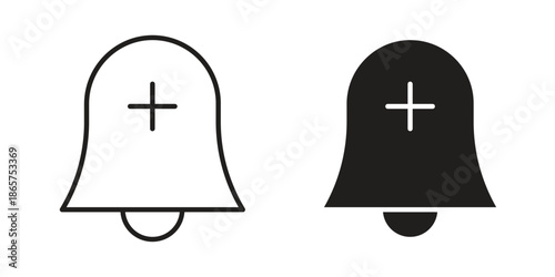 Cowbell circle plus icons Black vector illustration for social media, app, and web