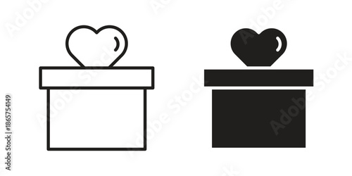 Donation box icons Black vector illustration for social media, app, and web