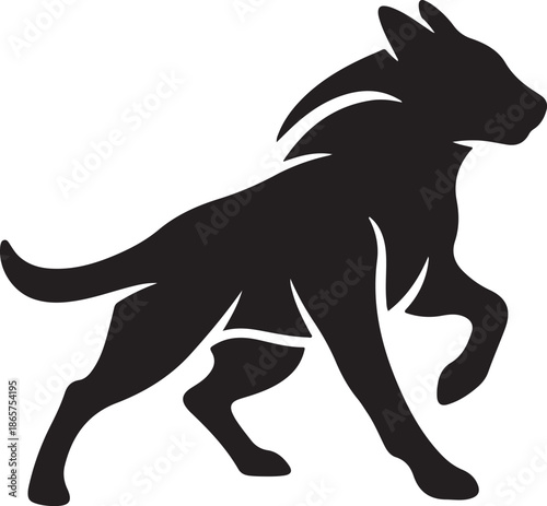 Black Dog Silhouette Running Sideways