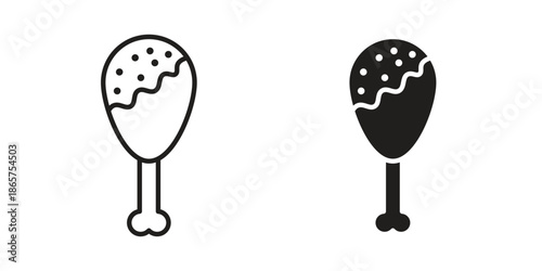 Drumstick bite icons Black vector illustration for social media, app, and web