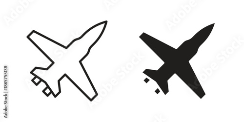 Fighter jet icons Black vector illustration for social media, app, and web