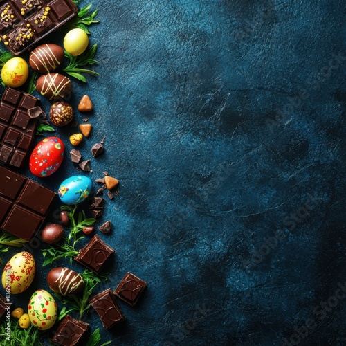 Delightful Chocolate Treats and Colorful Easter Eggs Arrangement