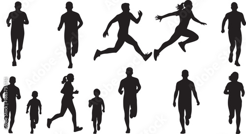 Business team running forward success growth leadership vector illustration flat design