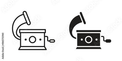 Gramophone icons Black vector illustration for social media, app, and web
