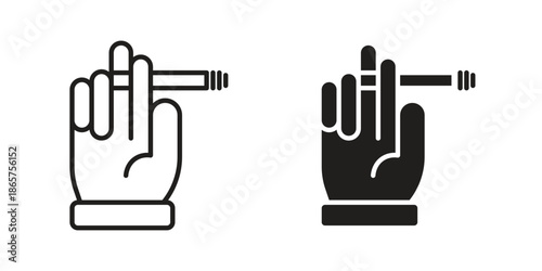 Hand holding cigarette icons Black vector illustration for social media, app, and web
