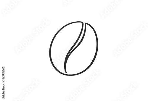 Minimalist depiction of a single coffee bean on a white background