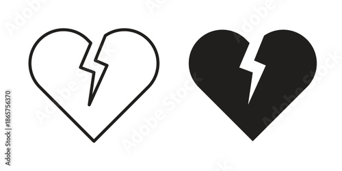Heart Crack icons Black vector illustration for social media, app, and web