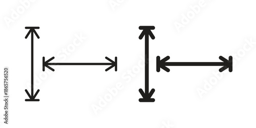Height and width icons Black vector illustration for social media, app, and web