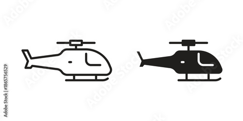 Helicopter icons Black vector illustration for social media, app, and web