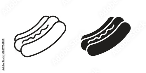 Hotdog icons Black vector illustration for social media, app, and web