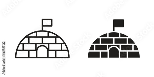 Igloo icons Black vector illustration for social media, app, and web