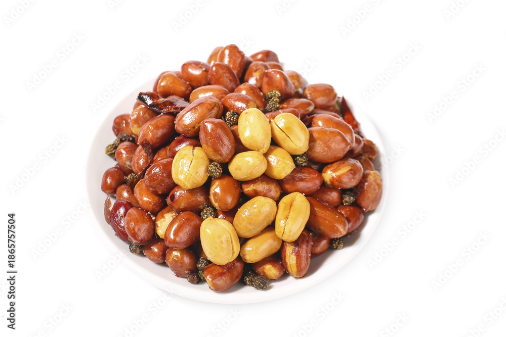 Obraz premium Roasted Peanuts with Spices and Variety Flavors Mix