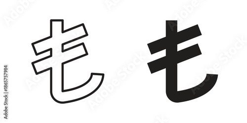 Lira signs Black vector illustration for social media, app, and web