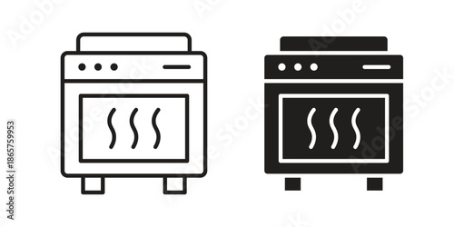 Oven icons Black vector illustration for social media, app, and web