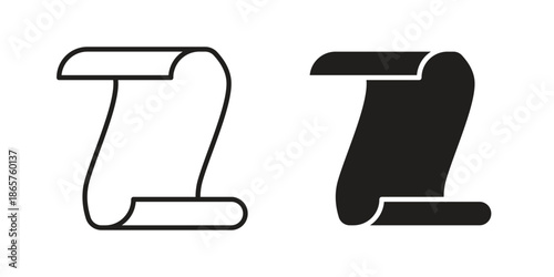 Paper Scroll icons Black vector illustration for social media, app, and web