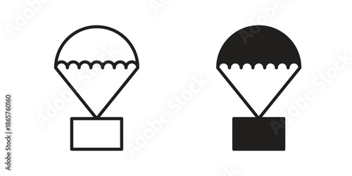 Parachute icons Black vector illustration for social media, app, and web