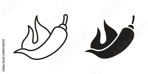 Pepper hot icons Black vector illustration for social media, app, and web