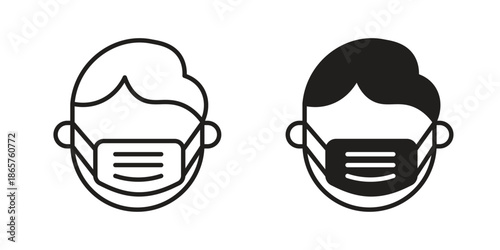 Person in mask icons Black vector illustration for social media, app, and web