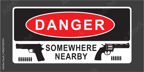 Warning sign about armed guards