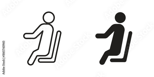 Person seat icons Black vector illustration for social media, app, and web