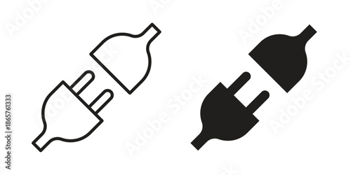 Plug connection icons Black vector illustration for social media, app, and web