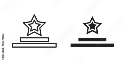 Podium star icons Black vector illustration for social media, app, and web