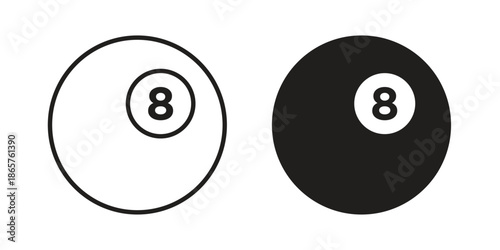 Pool 8 ball icons Black vector illustration for social media, app, and web