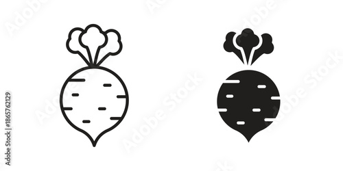 Radish icons Black vector illustration for social media, app, and web