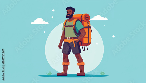 Adventurer with Backpack Ready for the Outdoors.