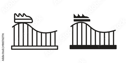 Roller coaster icons Black vector illustration for social media, app, and web