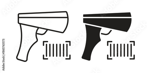 Scanner gun icons Black vector illustration for social media, app, and web