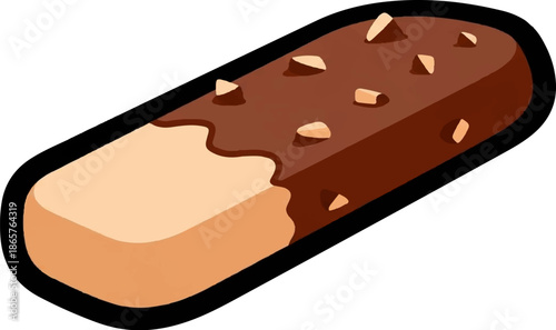 Delicious frozen treat with chocolate coating and chopped nuts, a delightful dessert