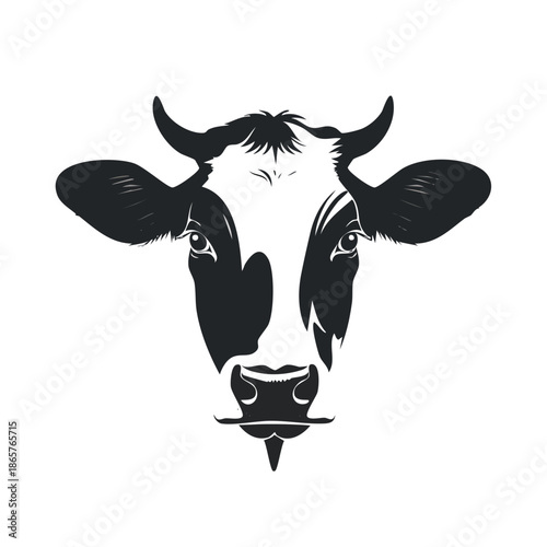Black and white cow face illustration