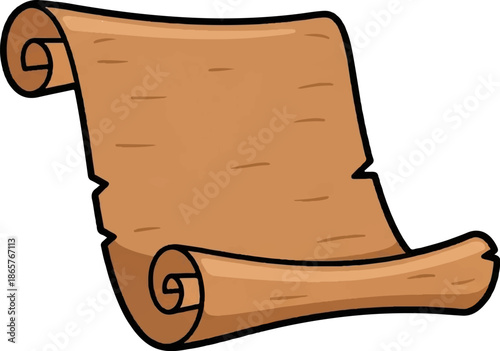 A brown parchment scroll with curled edges and subtle horizontal lines