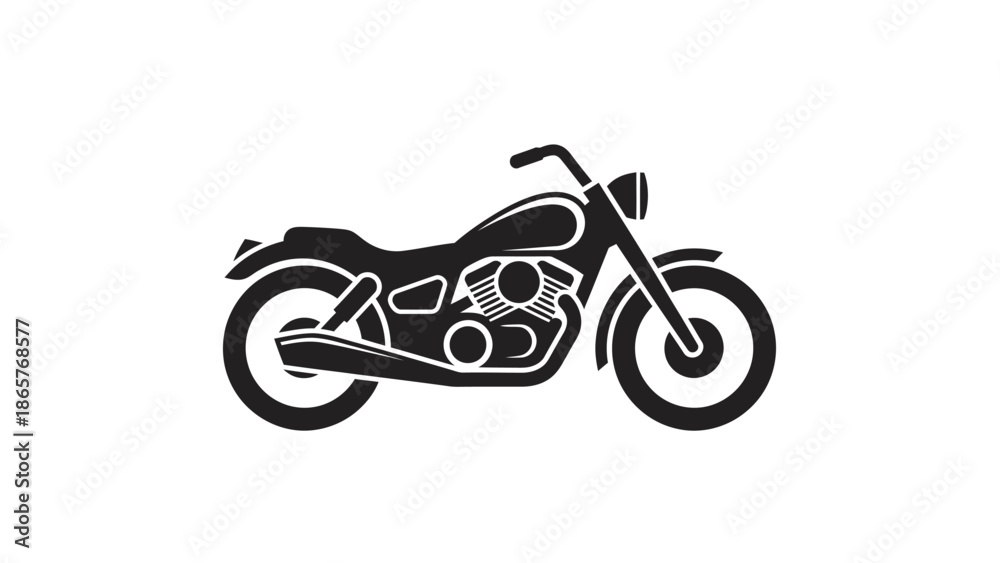 Obraz premium Classic Motorcycle Silhouette on White Background.