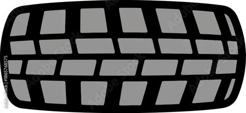 A simple graphic of a tire's tread pattern, rendered in black and gray