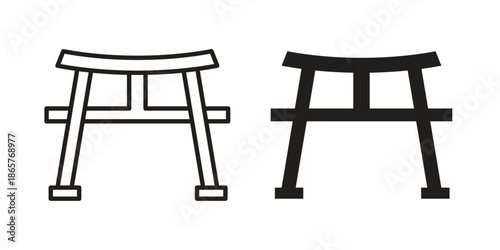 Torii gate icons Black vector illustration for social media, app, and web