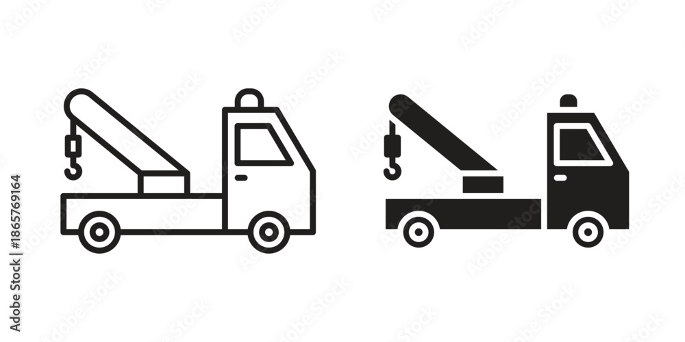 Naklejka premium Tow truck icons Black vector illustration for social media, app, and web